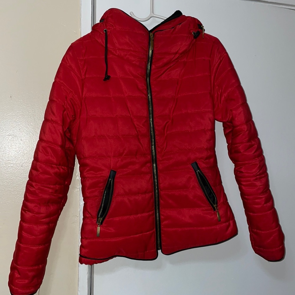 Pretty little thing red puffer jacket